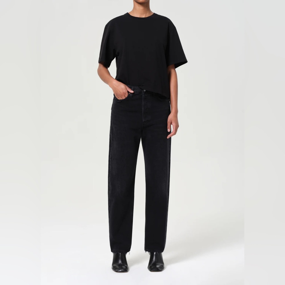 Agolde 90’s mid-rise straight in Tar (washed Black), 30